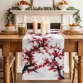 thumbnail image 2 of Table Runner - 70 Inch Long, Red Plum Kitchen Dining Table Runner Dresser Scarves, Nature Flowers Branches Chinese Painting Farmhouse Decor for Coffee Tables Wedding Party Banquet, 2 of 8