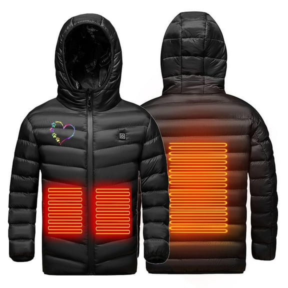 Odeerbi Toddler Boys Girls Heated Jacket Winter Thermal Heated Coat Plus Size USB Intelligent Constant Temperature Heated Windproof Coat 3 Heated Jacket Toddler Clothes Black without Power Bank