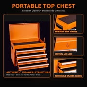 Seizeen Rolling Tool Box, 2-IN-1 Steel Tool Chest and Storage Cabinet, Removable Tool Box Organizer On Wheels with 5 Sliding Drawers for Garage Workstation Workshop, Orange