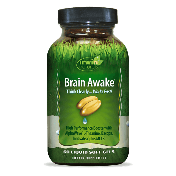 Irwin Naturals Brain Awake – Enhanced Mental Performance, Focus, Clarity & Concentration – 60 Liquid Soft-Gels