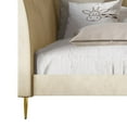 thumbnail image 5 of Home Design Dayton Twin Daybed, Beige Velvet Upholstered Frame, Tuxedo Arms, Vertical Tufting, Plush Cushions, Gold Metal Legs for Stylish Seating & Sleeping, 5 of 5