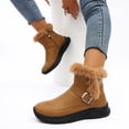thumbnail image 3 of EKVAHL Women's Winter Snow Boots, Slip‑On Buckle Strap Ankle Booties, Non‑Slip Thick Sole Warm Boots for Cold Days Brown, 3 of 6