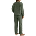 thumbnail image 3 of Innerwin Ensemble de Pyjama en Polaire pour Femmes 2 Pcs Couleur Unie Col Rond Chaud Sherpa Vert Armée TG, 3 of 4