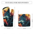 thumbnail image 2 of Colorful Lone Wolf Oven Mitt And Pot Holder Set Oven Glove for Kitchen Baking Cooking Grilling, 2 of 6