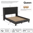 thumbnail image 4 of Nathaniel Home, Fabric Linen Queen Bed Frame, with Tufted Upholstered Headboard, Nailhead Button Platform Bed Frame for Bedroom, Black, 4 of 8