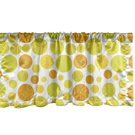 Ambesonne Abstract Valance Pack of 2, Circular Round Forms Art, 54"X18", Lime Green Ginger and White
