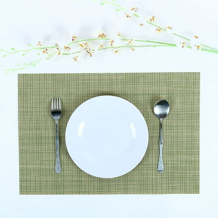

Uxcell Heat Resistant Removable PVC Table Woven Placemats Green 4Pack