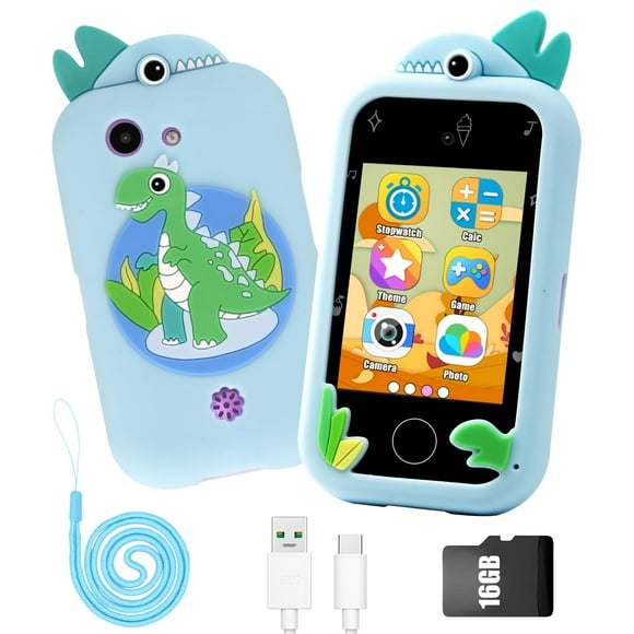 Kids Smart Phone for Girls, Touchscreen MP3 Music Player with Dual Camera, Alarm Clock Kids Toy Phone Learning Toys for Kids,with SD Card