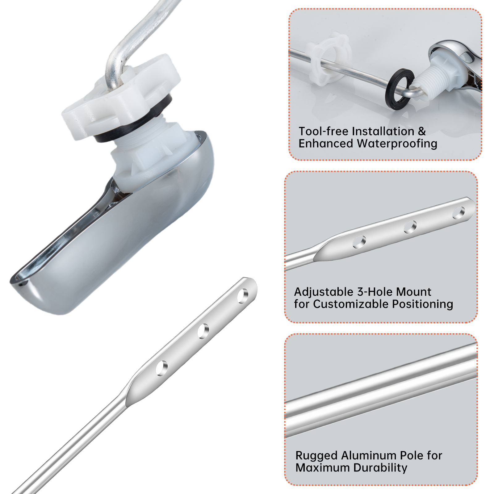 JoyRain Toilet Repair Kit with Stainless Steel Chain photo 3