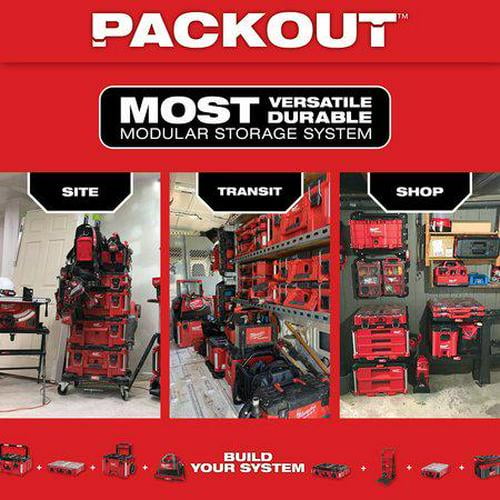 Milwaukee Tool PACKOUT Compact Tool Box, Polypropylene, Black/Red, 16-1/4 in W x 10 in D x 13 in H