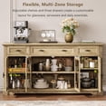 thumbnail image 4 of Laisnet 64" Farmhouse Sideboard Cabinet with 3 Drawers and 4 Doors, Adjustable Shelves and Curved Glass Doors, Large Storage Cabinet for Dining Room Living Room Kitchen, Natural, 4 of 8