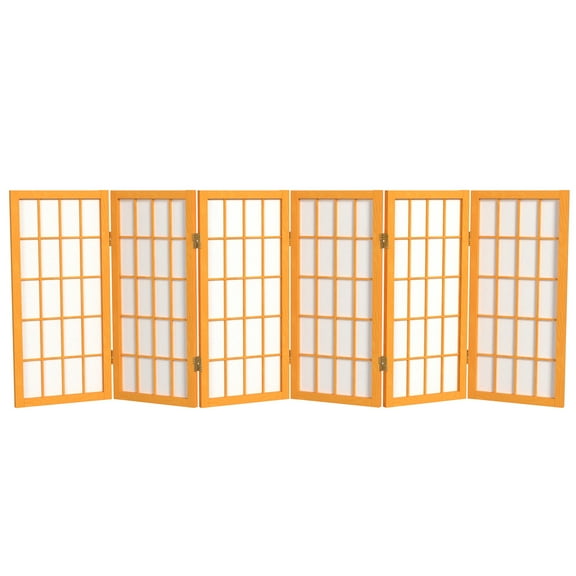 2 ft. Tall Desktop Window Pane Shoji Screen - Honey - 6 Panels