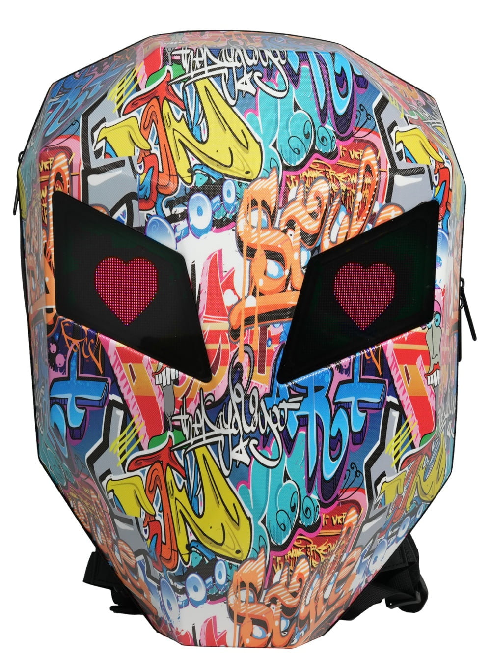 19" LED Backpack, Animated Digital Motorcycle Backpack with Programmable Moving Eyes, DIY Graffiti, Perfect Tech Gear