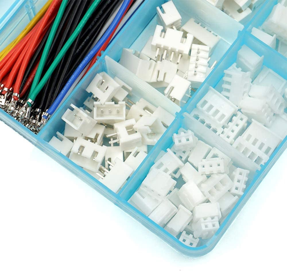 2.54mm XH Connector Socket Kit with pre-Crimped Cable Wire 2/3/4/5/6/7 Pin Housing JST Adapter Cable Male and Female Compatible with JST-XH Connector (Connector&Socket)