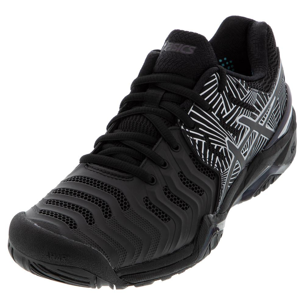 asics men's gel-resolution 7 le tennis shoes black and silver