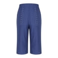 thumbnail image 6 of MLQIDK Royal Blue Yoga Capri Pants for Women Dressy Casual Yoga Leggings Elastic Waist Knee Length Leggings Trendy Summer Pedal Pushers with Pockets Royal Blue S, 6 of 7