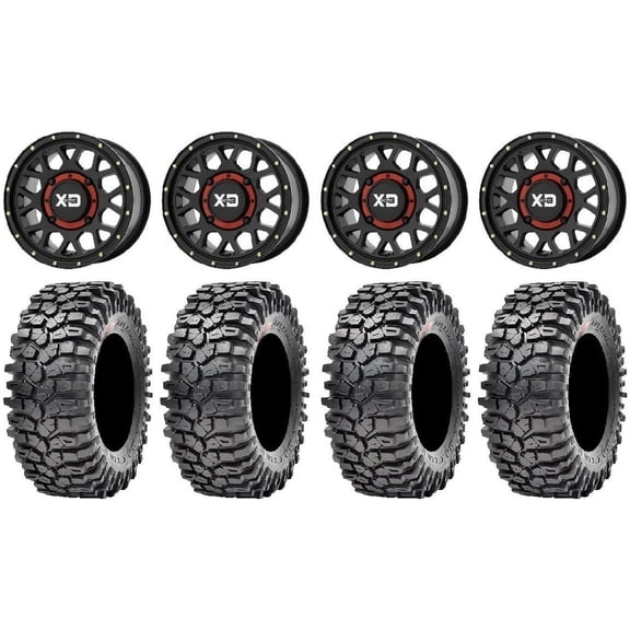 KS135 Grenade Black 15" Wheels 35" Roxxzilla Tires Kawasaki Mule Pro FXT