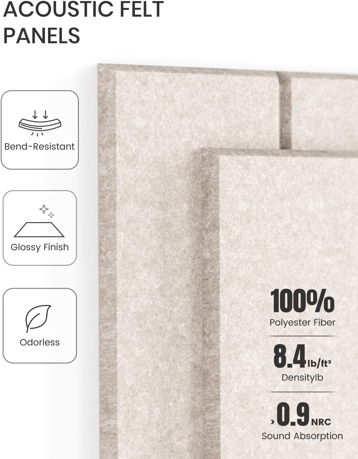 Felt Bulletin Board Tiles -28"x18" with 40 Adhesive Tabs, Cork Board Alternative for Office Decor, Push Pin Board Wall Organizer 6-Pack (Oatmeal)
