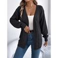 thumbnail image 7 of Open Front Cardigan - Women's Oversized Long Sleeve Knit Sweater, Fashion Cutout Detail Cover-Up | Baberdicy | Women's Long Sleeve Cable Knit Cardigan Sweaters Oversized Open (Black | L), 7 of 7