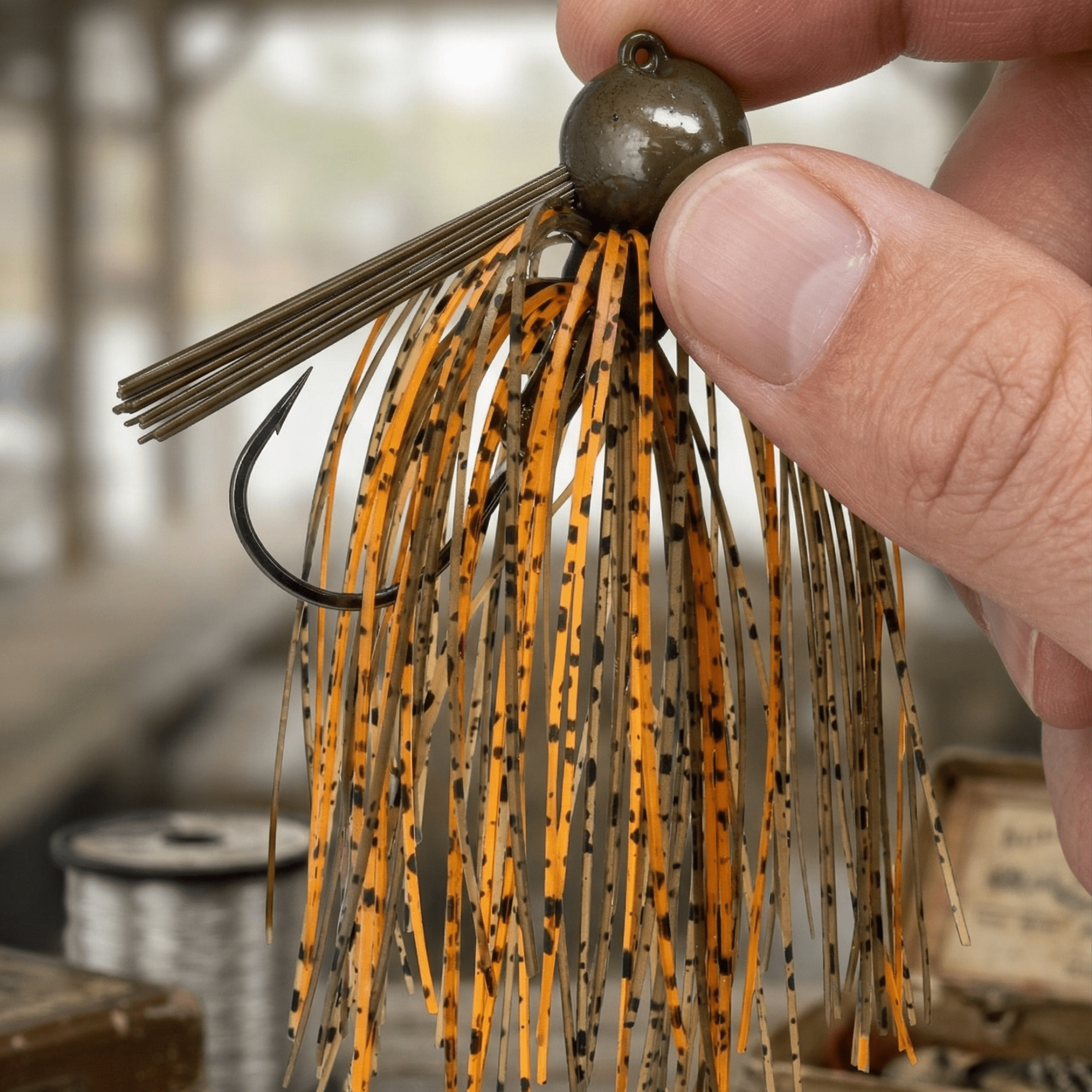 Buckeye Lures 3/4 oz green pumpkin, G-Man football jig