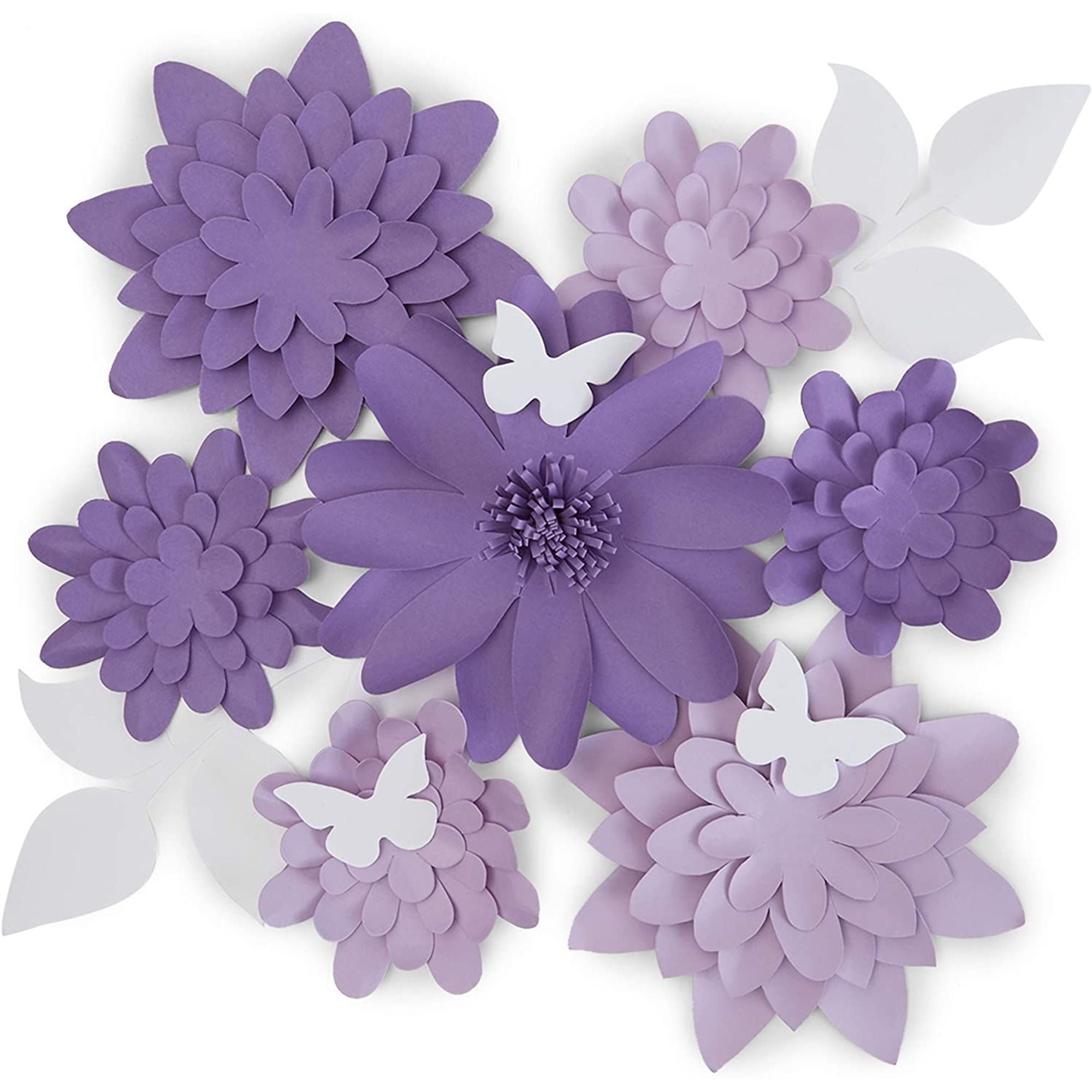 12-Piece Purple 3D Paper Flower Decoration for Wedding Party Backdrop