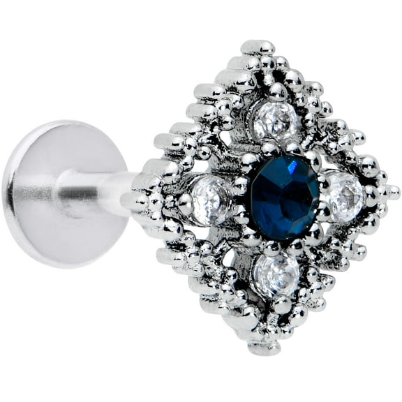 Body Candy Womens 16G 316L Steel Blue Rhombus Labret Monroe Lip Ring Tragus Cartilage Stud 5/16"