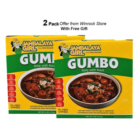 Jambalaya Girl Gumbo Base with Roux 4 oz. Packaged Meal (2 Pack) Free Gift from Winrock Store