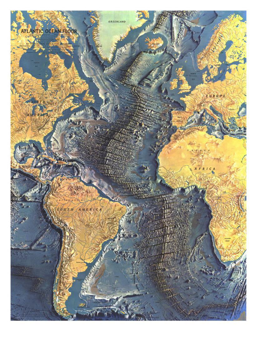 Arctic Ocean Floor Wall Map National Geographic 28 x 22 inches Paper Rolled