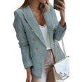 thumbnail image 1 of Womens Double Breasted Tweed Blazers Casual Long Sleeve Open Front Blazer Jackets Work Suits, 1 of 6