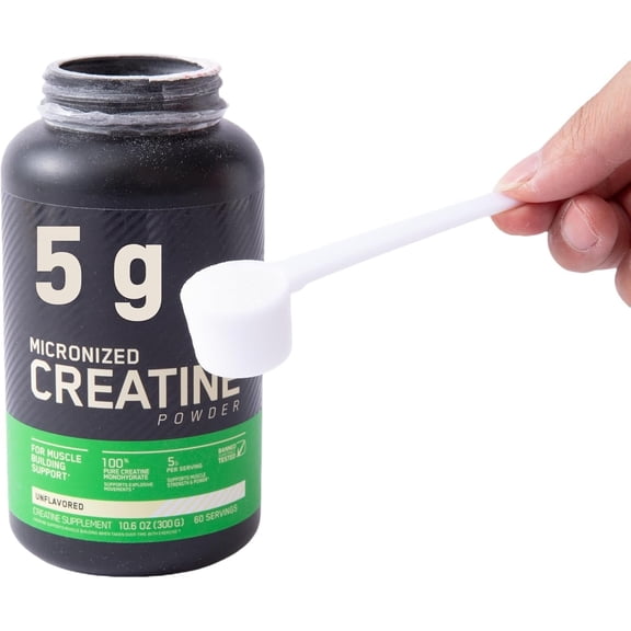 3-Pack 5g Scoop for Creatine - White Measuring Spoons Calibrated for Creatine Monohydrate - Accurate 5 Gram Portion Scoop for Supplements, Pre-Workout, Gym Use, Fitness Routine