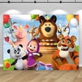 thumbnail image 3 of Fondo de fiesta Masha y el oso, fondo de fotografía para niños, niñas, primer y segundo cumpleaños, fiesta de flores, arbustos, pancarta de fotos, decoración, regalo, 3 of 5