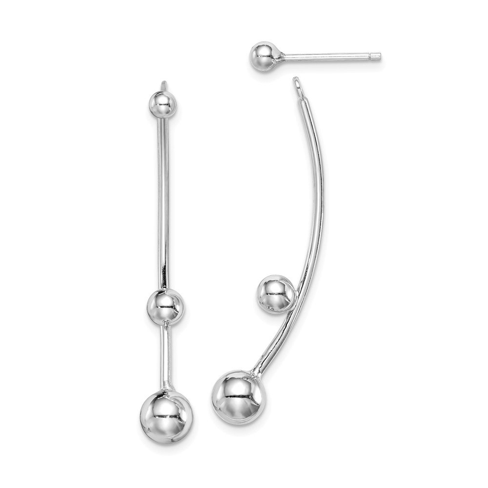 Earring Jackets Sterling Silver Ball and Bar Jackets with 3MM Ball