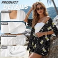 thumbnail image 6 of Xoenoiee Bee Honeycomb Print Open Front Kimono Shorts Set for Women Two Piece Half Sleeve Outfits Summer Vacation Wear Flowy Beach Cover up, M, 6 of 7