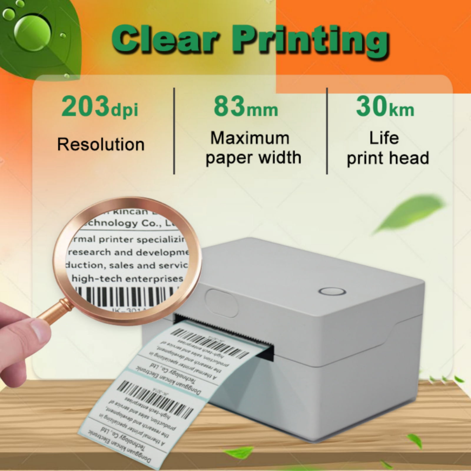 XIANJINO Thermal Label Printer, 3'' Bluetooth Label Printer for Shipping Packages, Compatible with Windows Smartphone