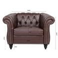 thumbnail image 3 of 1 Seat Sofa Chair Singe Sofa PU Rolled Arm Sofa with Silver Studs Trim and Solid Wooden Legs, Super Classic Living Room Sofa with Supple Leather, Chaise Lounge Sofa TV Sofa Upholstered Arm Sofa, 3 of 9