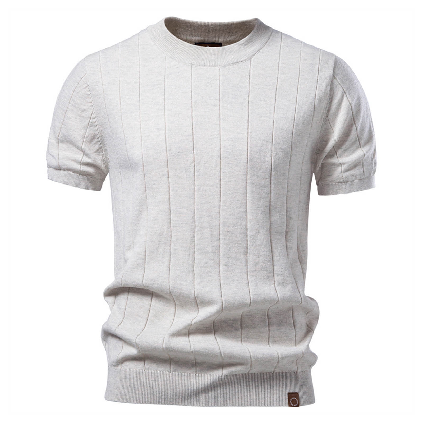 Rhuody Mne'S T Shirts Adult Referee Shirt V Neck Striped Sweatshirt Short Sleeved Top Retro Clothing Beige L