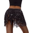 thumbnail image 3 of KOMOO Women Boho Sequin Tassel Skirt Fringe Belly Skirt Rave Party Dance Miniskirt, 3 of 7