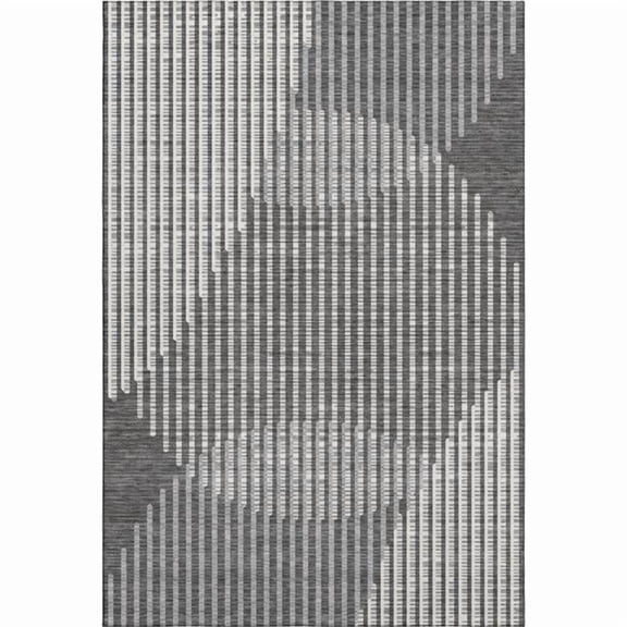 Addison Rugs Mayfield Premium Machine Washable Transitional Circles Charcoal Rectangle Rug, 5' x 7'6"