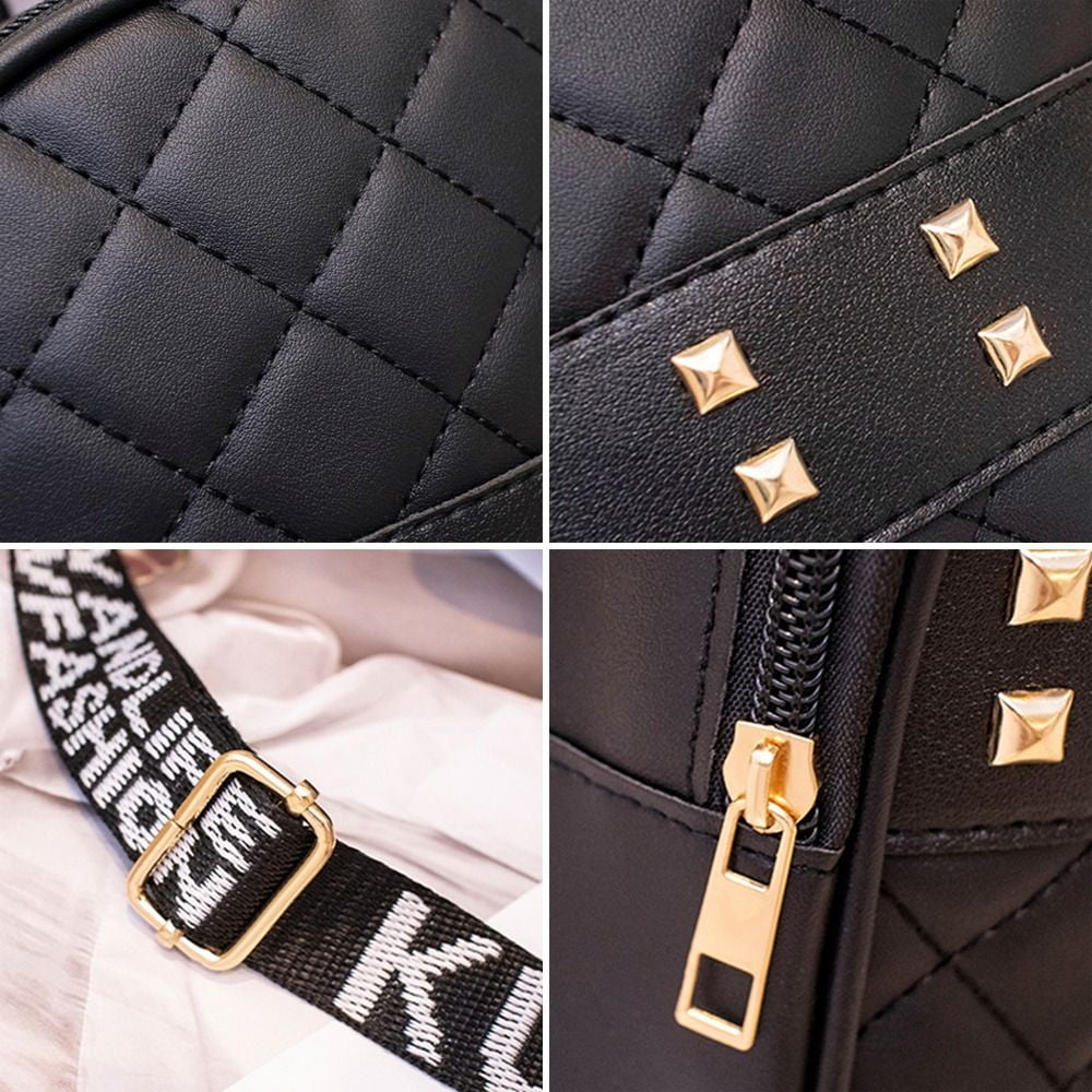 Ladies Fashion Plaid Multi-function Pu Leather Backpacks Casual