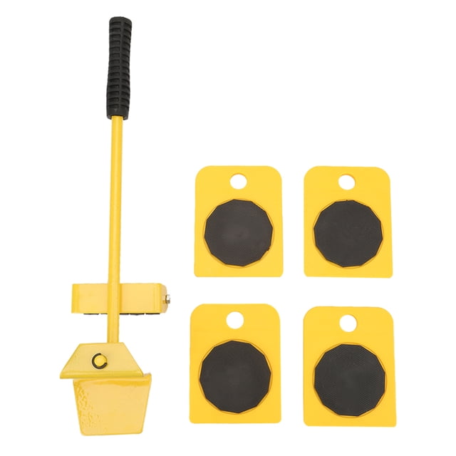 Furniture Moving Roller Set, Furniture Transport Set Lifter Moving Tool Kit Lifting Furniture Sliders Gliding Lever System Silver Lifter Moving Plate For Heavy Objects Yellow