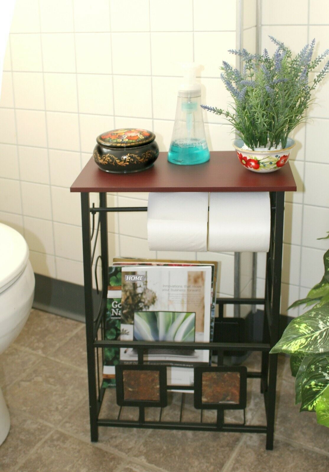 Ambiguity Volcano radical Bathroom Table - Toilet Tissue Paper Holder Stand Rack - Magazine Storage  Organizer- Small End Table - Walmart.com