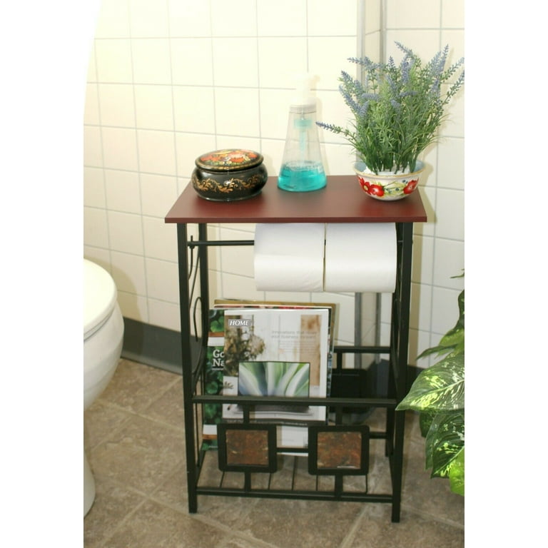 Bathroom Table - Toilet Tissue Paper Holder Stand Rack - Magazine Storage  Organizer- Small End Table 