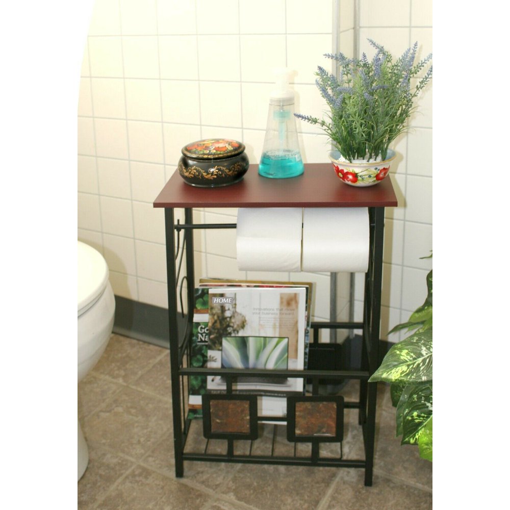 Bathroom Table Toilet Tissue Paper Holder Stand Rack Magazine Storage Organizer Small End