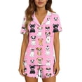 thumbnail image 7 of Xdegoge Cute Printed Pajama Set for Women Short Sleeve Button Up Sleepwear Ruffle Shorts Comfy Nightwear Lounge Outfit, 7 of 7
