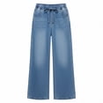 thumbnail image 6 of Women's Wide Leg Denim Jeans, Drawstring Elastic Waist, Side Hand Pockets, Soft Light‑wash Denim for Daily Weekend Going‑out Scenarios, Wide Leg Jeans Light Blue L, 6 of 6