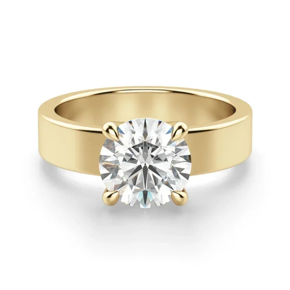 3 Carat Round Cut Moissanite Engagement Wedding Ring for Women D VVS1 18k Yellow Gold Plated 925 Silver Promise Ring | Lifetime Warranty