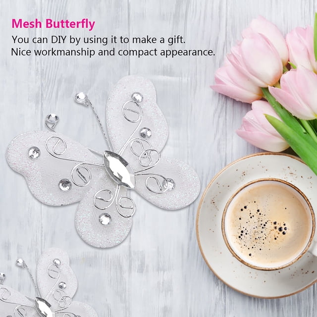 Medias de malla con forma de mariposa, 24 piezas de malla de alambre transparente, malla de alambre con forma de mariposa, diseño aerodinámico