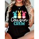 thumbnail image 3 of Family Joy] Women's Easter "Cousin Crew" Bunny Graphic T-Shirt - Casual Black Polyester Blend, Short Sleeve, Round Neck, All-Season Comfort, Allseason Apparel|Fun Casual Top|Stretchy Fabric, 3 of 6