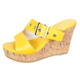 thumbnail image 5 of Platform Sandals for Women Cork Wedges Backless High Heels Open Toe 2026 Summer Fashion Buckle Strap Slip on Slides Yellow Size 6.5, 5 of 6