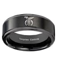 thumbnail image 2 of Tungsten Masonic Shriners 8mm Brushed Black Polished Step Edges Men Ring, 2 of 2